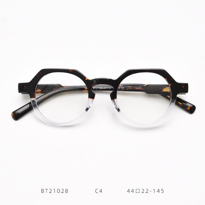 CCspace Unisex Full Rim Polygon Acetate Eyeglasses 55273 Full Rim CCspace LeopardClear China