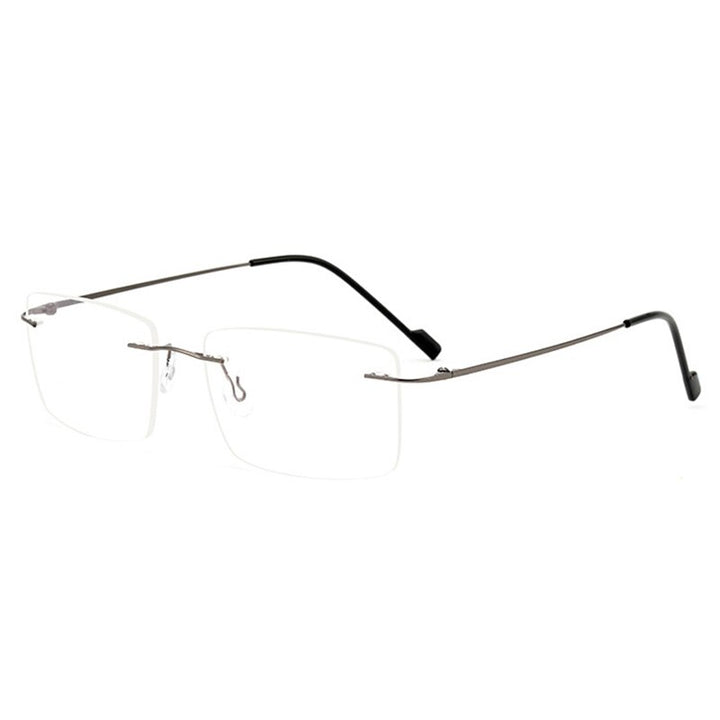 Hotochki Unisex Rimless Rectangle Alloy Frame Eyeglasses 6043 Rimless Hotochki Gray