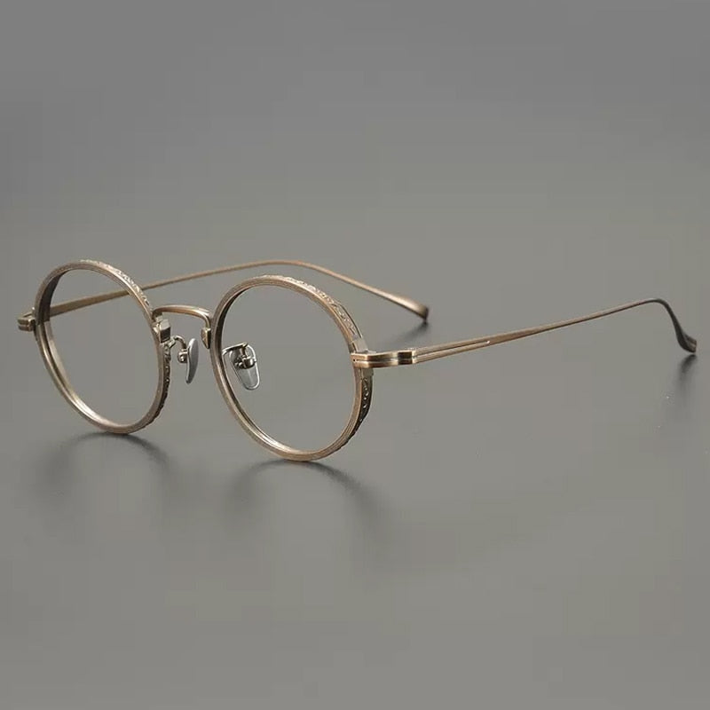 Gatenac Unisex Full Rim Round Titanium Eyeglasses Gxyj893 Full Rim Gatenac Bronze