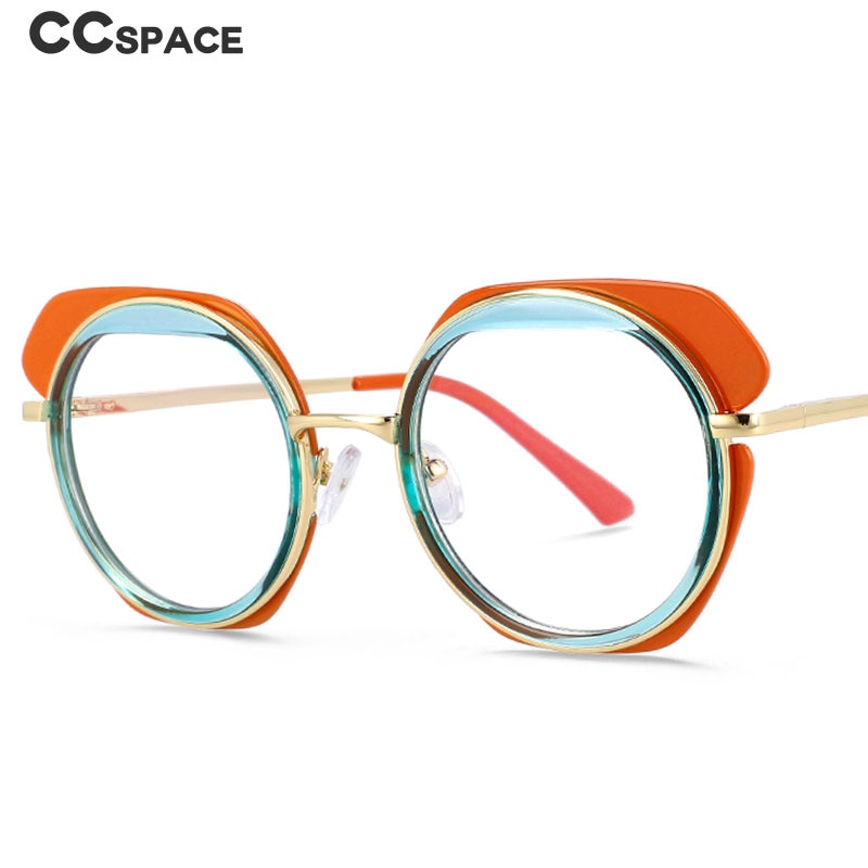 CCspace Unisex Full Rim Round Tr 90 Titanium Eyeglasses 54171 Full Rim CCspace