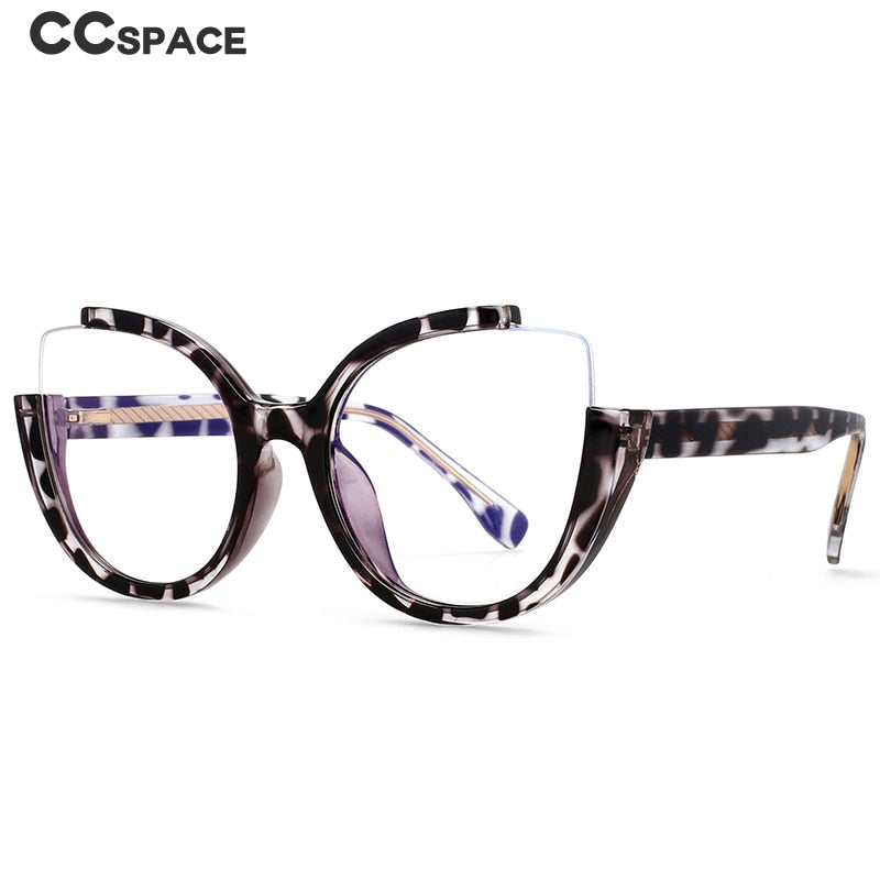 CCspace Women's Semi Rim Cat Eye Tr 90 Titanium Eyeglasses 54627 Semi Rim CCspace