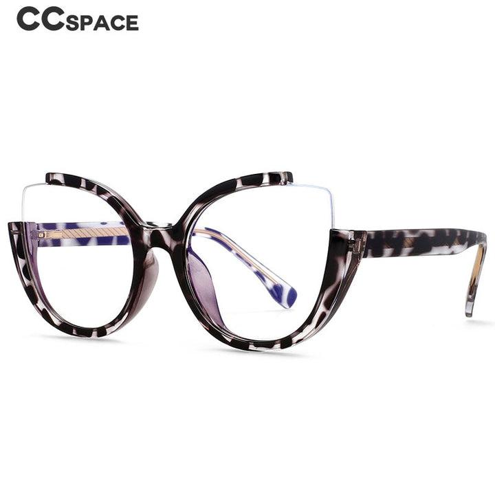 CCspace Women's Semi Rim Cat Eye Tr 90 Titanium Eyeglasses 54627 Semi Rim CCspace