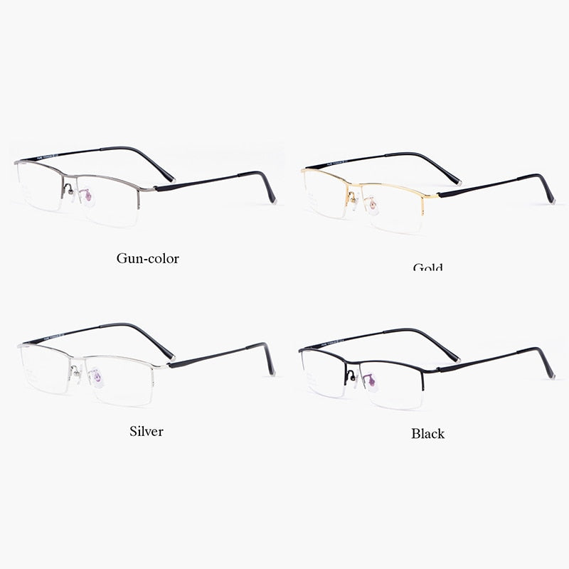 Hotochki Men's Semi Rim Titanium Alloy IP Plated Frame Eyeglasses J85148 Semi Rim Hotochki
