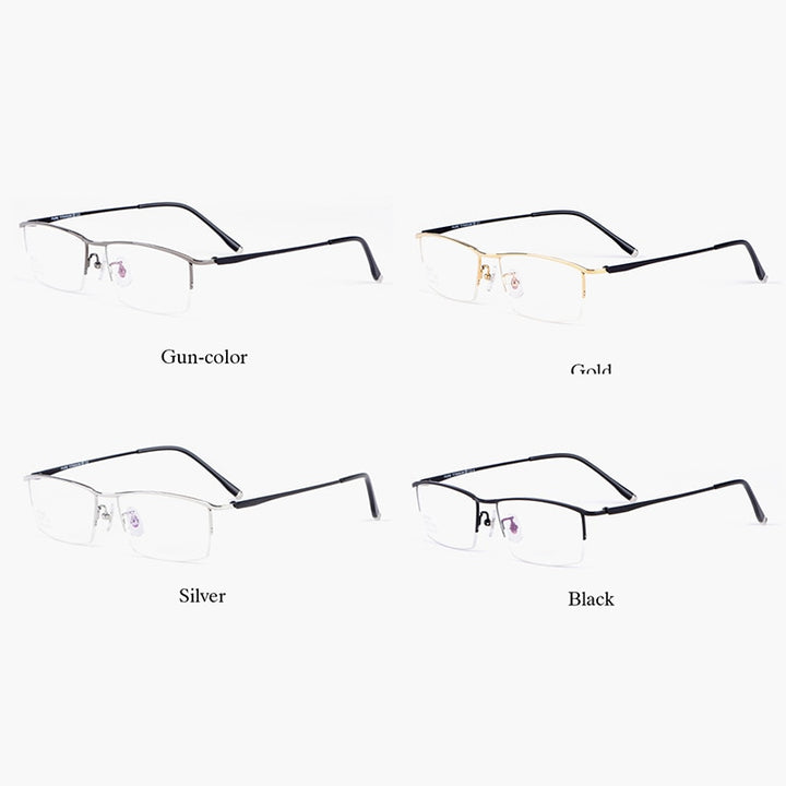 Hotochki Men's Semi Rim Titanium Alloy IP Plated Frame Eyeglasses J85148 Semi Rim Hotochki