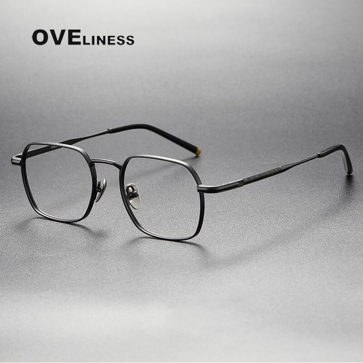 Oveliness Unisex Full Rim Irregular Square Titanium Eyeglasses Capeua Full Rim Oveliness black