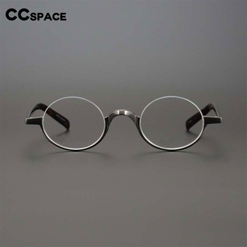 CCspace Unisex Semi Rim Round Acetate Titanium Eyeglasses 53703 Semi Rim CCspace