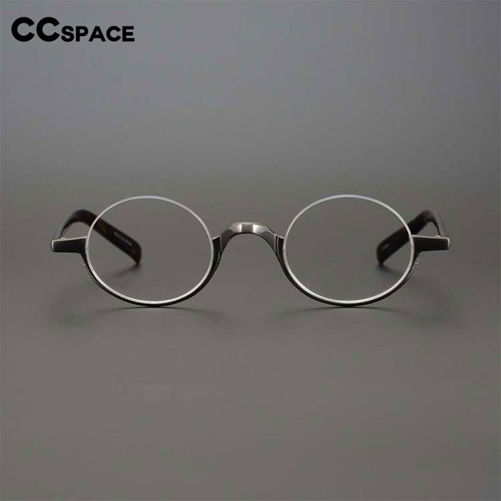 CCspace Unisex Semi Rim Round Acetate Titanium Eyeglasses 53703 Semi Rim CCspace