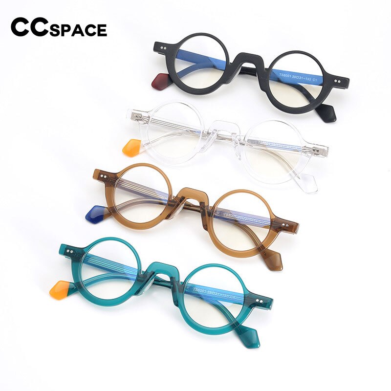 CCspace Unisex Full Rim Round Acetate Eyeglasses 55305 Full Rim CCspace