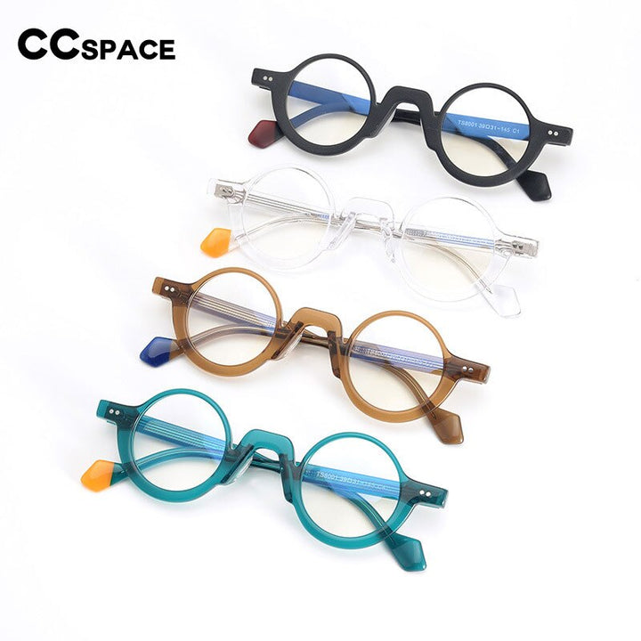 CCspace Unisex Full Rim Round Acetate Eyeglasses 55305 Full Rim CCspace