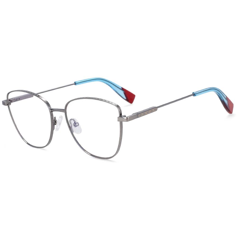 CCspace Women's Full Rim Oversized Square Alloy Frame Eyeglasses 54260 Full Rim CCspace China gun-blue
