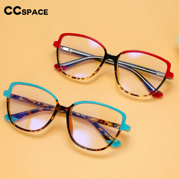 CCspace Unisex Full Rim Square Cat Eye Tr 90 Titanium Eyeglasses 55682 Full Rim CCspace