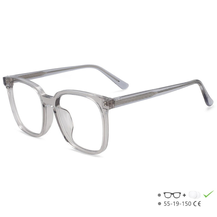 CCspace Unisex Full Rim Square Acetate Eyeglasses 55546 Full Rim CCspace China Grey