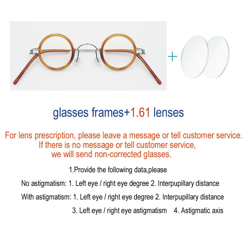 Yujo Unisex Full Rim Round Acetate Stainless Steel 32mm Eyeglasses Y060 Full Rim Yujo C2 China