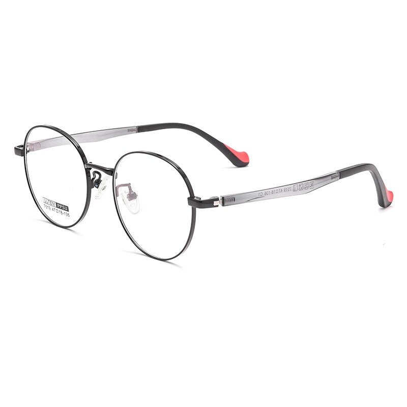 Yimaruili Children's Unisex Full Rim Round Ultem Titanium Alloy Eyeglasses 7519S Full Rim Yimaruili Eyeglasses Black