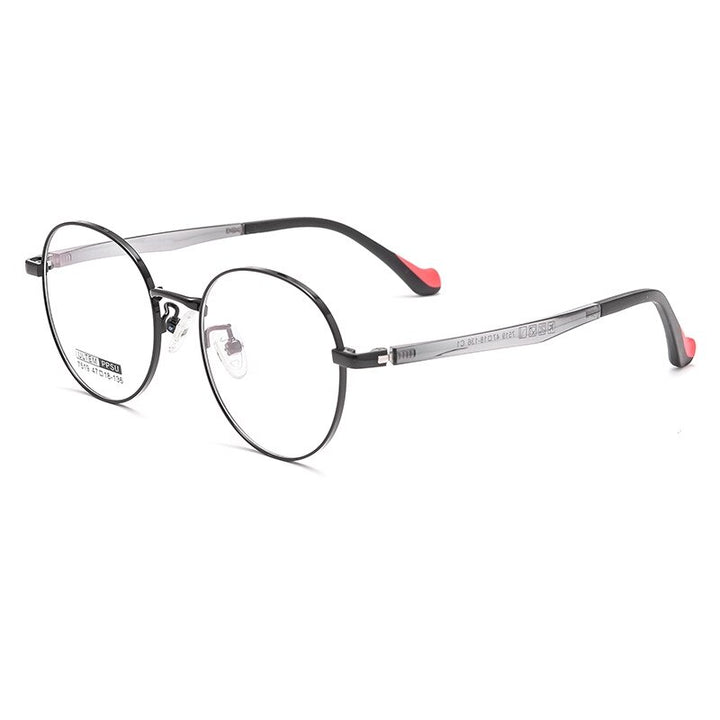 Yimaruili Children's Unisex Full Rim Round Ultem Titanium Alloy Eyeglasses 7519S Full Rim Yimaruili Eyeglasses Black