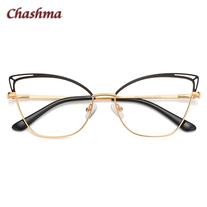 Chashma Ochki Women Full Rim Square Cat Eye Stainless Steel Eyeglasses 3038 Full Rim Chashma Ochki C1  