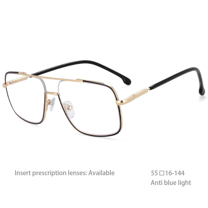 CCspace Unisex Full Rim Square Alloy Double Bridge Frame Eyeglasses 54240 Full Rim CCspace China Gold black