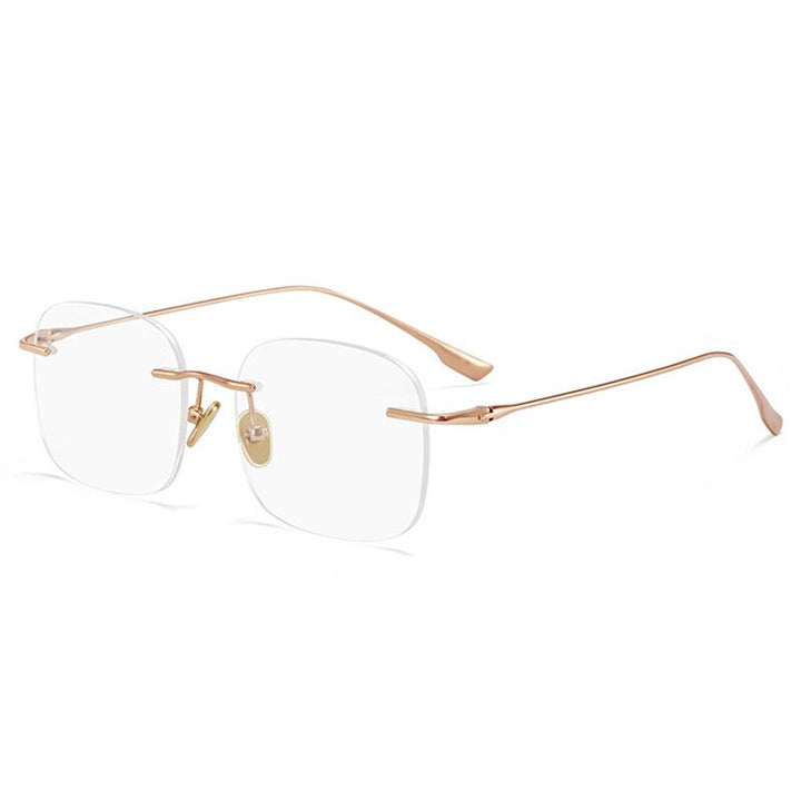 Handoer Men's Rimless Customized Lens Shape Titanium Eyeglasses 99219 Rimless Handoer Rose Gold  