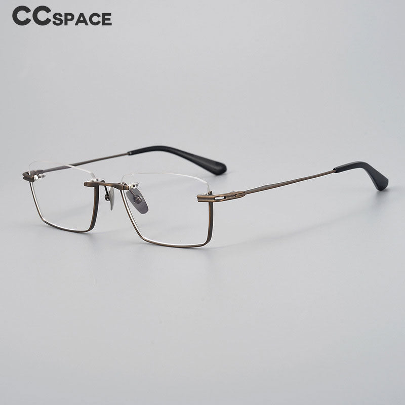 CCspace Unisex Semi Rim Square Handcrafted Titanium Eyeglasses 55634 Full Rim CCspace