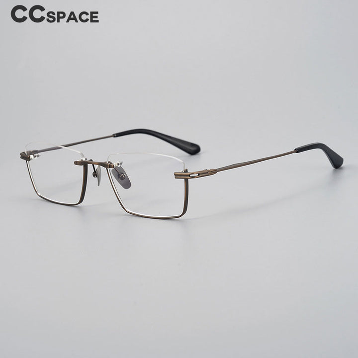 CCspace Unisex Semi Rim Square Handcrafted Titanium Eyeglasses 55634 Full Rim CCspace