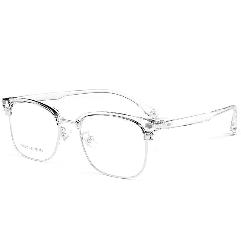 Yimaruili Men's Full Rim Square Alloy Acetate Frame Eyeglasses 8535YF Full Rim Yimaruili Eyeglasses Transparent