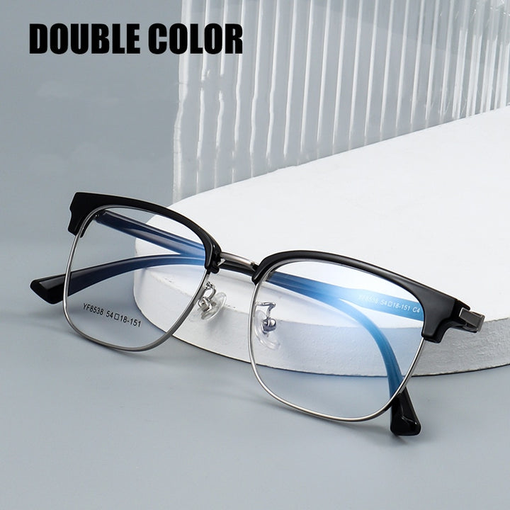 Yimaruili Men's Full Rim Square Acetate Alloy 8538YF Full Rim Yimaruili Eyeglasses
