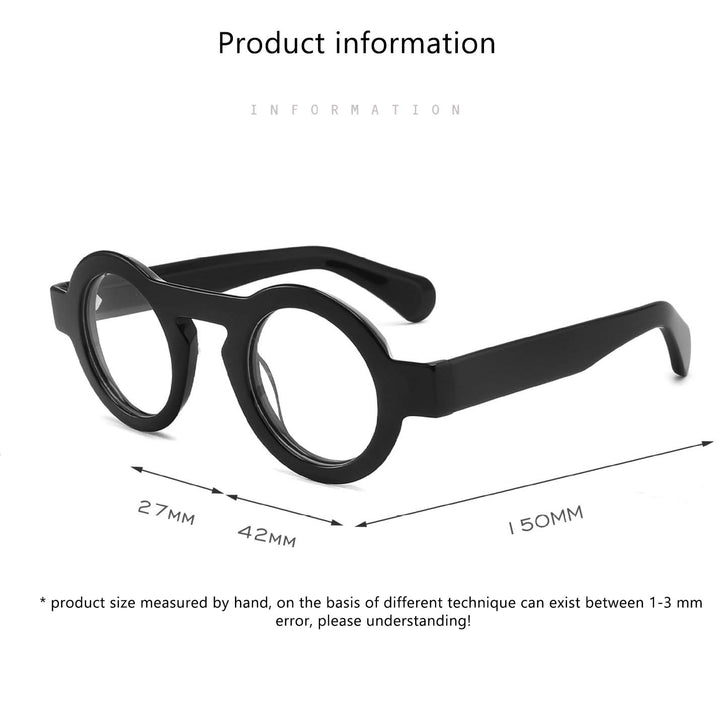 CCspace Unisex Full Rim Oversized Round Acetate Frame Eyeglasses 54576 Full Rim CCspace