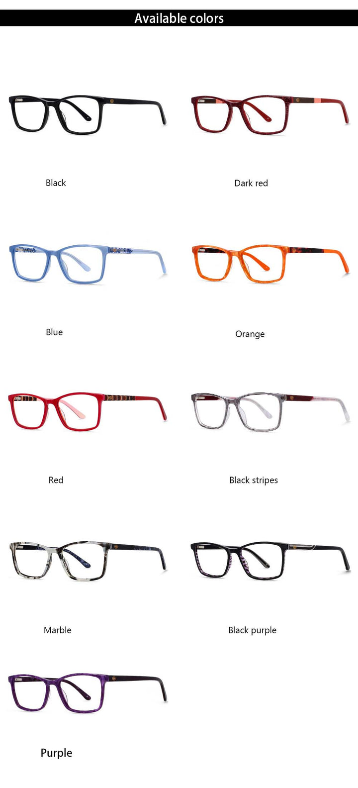 CCspace Men's Full Rim Square Acetate Frame Eyeglasses 54553 Full Rim CCspace
