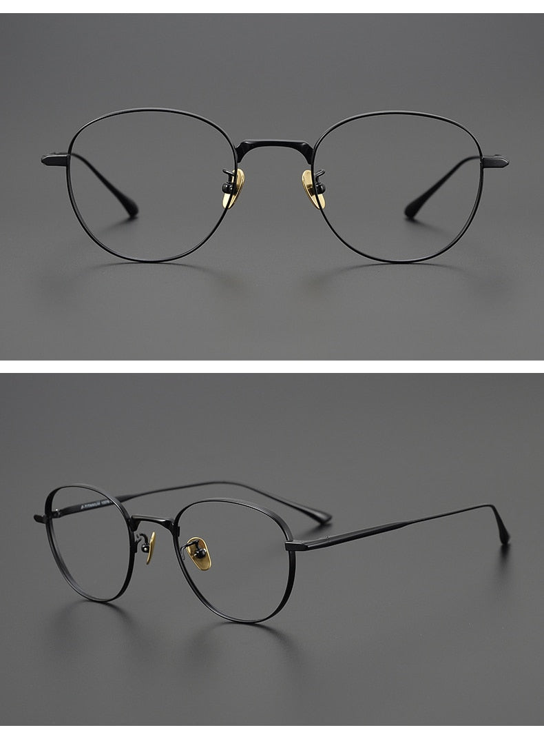 Gatenac Unisex Full Rim Round Square Titanium Eyeglasses Gxyj988 Full Rim Gatenac