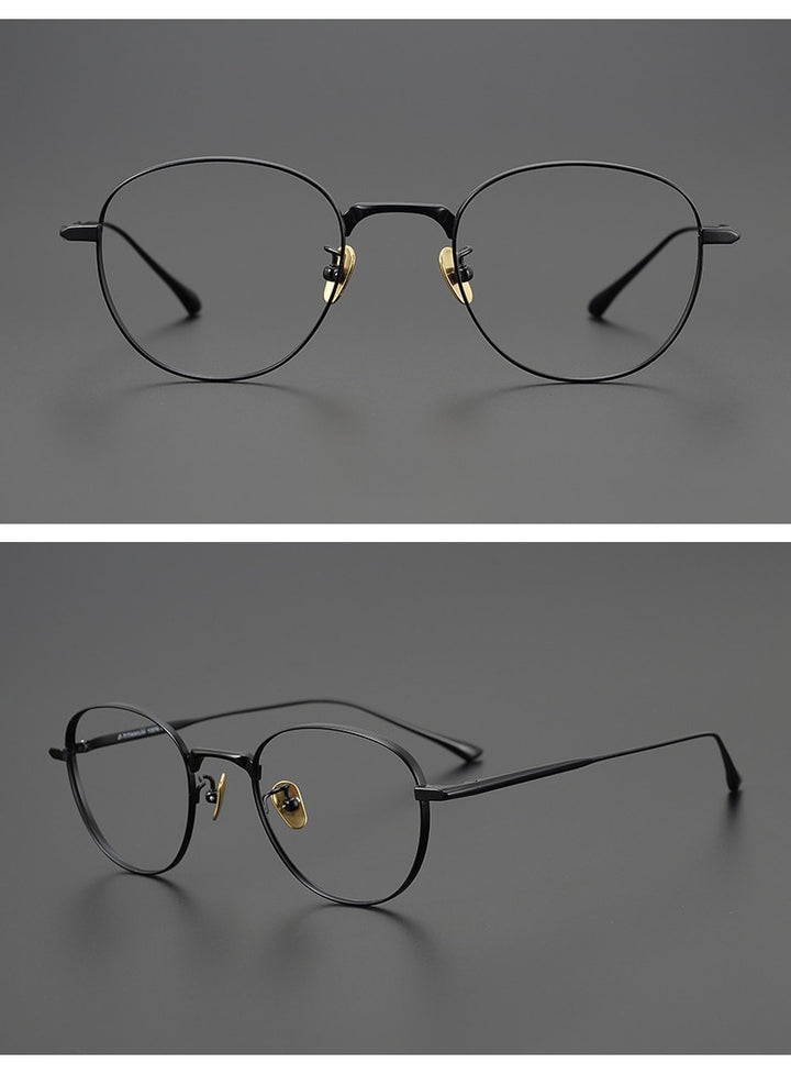 Gatenac Unisex Full Rim Round Square Titanium Eyeglasses Gxyj988 Full Rim Gatenac
