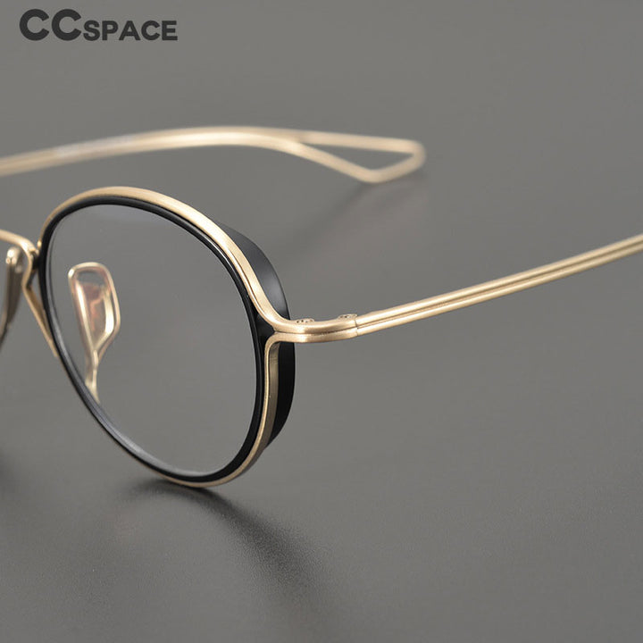 CCspace Unisex Full Rim Round Handcrafted Frame Eyeglasses 54619 Full Rim CCspace
