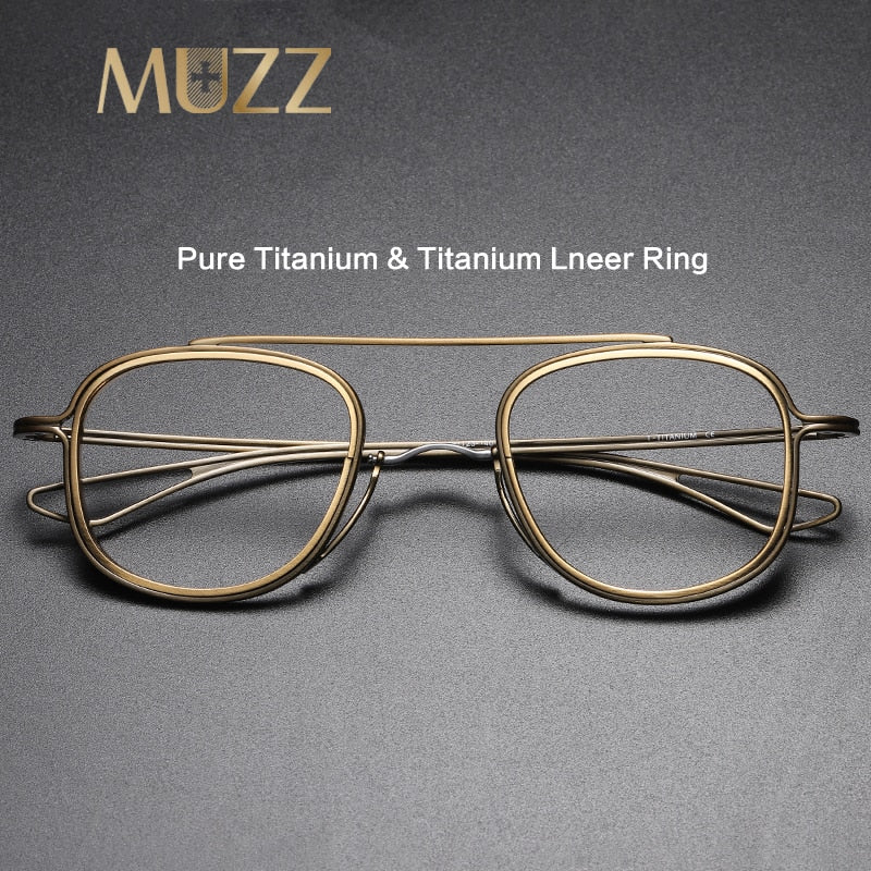 Muzz Unisex Full Rim Square Titanium Frame/Inner Ring Eyeglasses Dlx118 Full Rim Muzz
