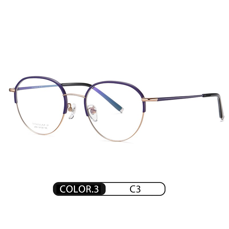 Reven Jate Unisex Full Rim Round Acetate Titanium Frame Eyeglasses YJ2039 Full Rim Reven Jate C3