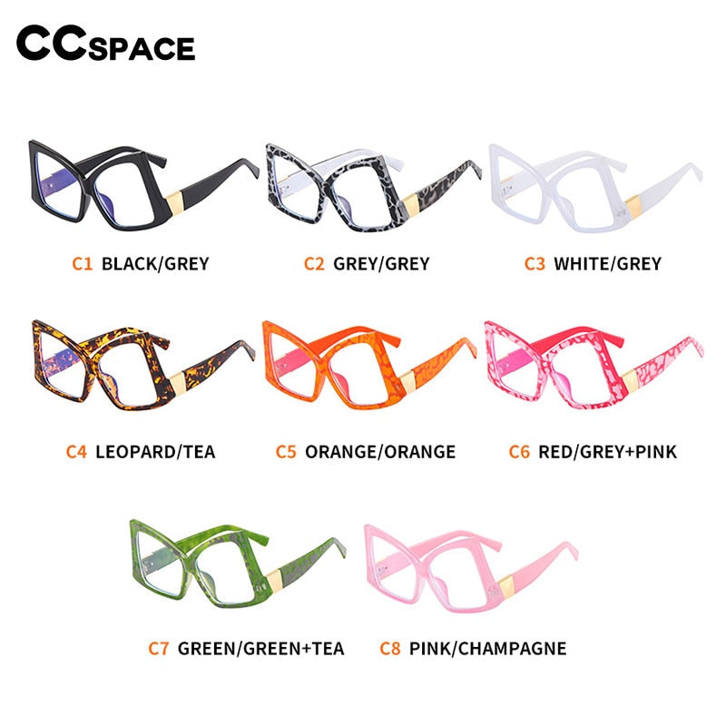 CCspace Women's Full Rim Oversized Square Cat Eye Acetate Eyeglasses 55385 Full Rim CCspace