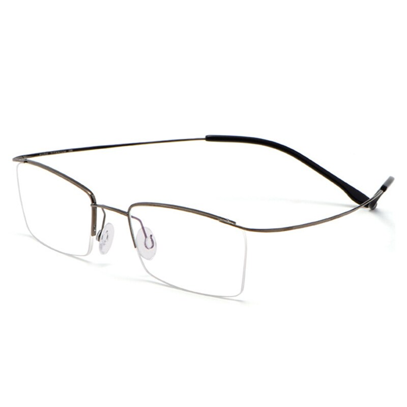 Hotochki Men's Semi Rim Rectangle Titanium Frame Eyeglasses 30004 Semi Rim Hotochki gray