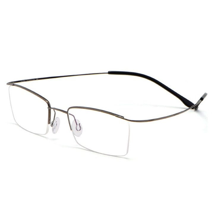 Hotochki Men's Semi Rim Rectangle Titanium Frame Eyeglasses 30004 Semi Rim Hotochki gray
