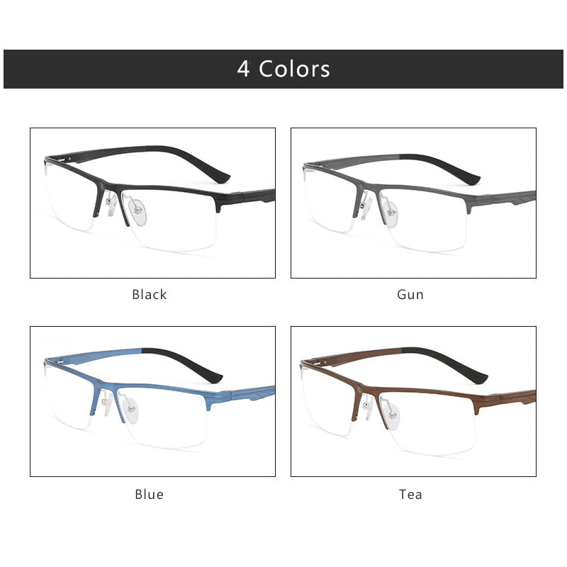 Hdcrafter Men's Semi Rim Rectangle Tr 90 Alloy Eyeglasses Kl6122 Semi Rim Hdcrafter Eyeglasses