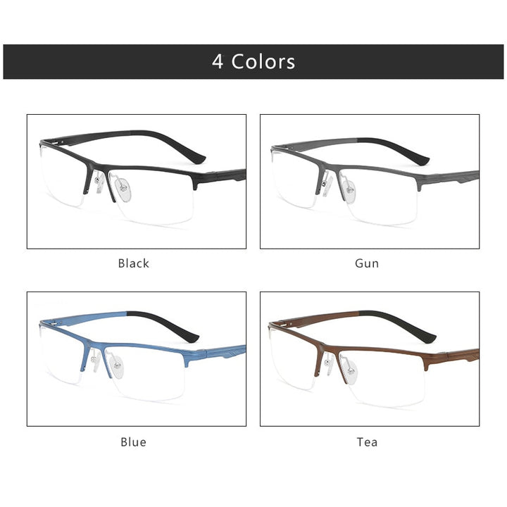 Hdcrafter Men's Semi Rim Rectangle Tr 90 Alloy Eyeglasses Kl6122 Semi Rim Hdcrafter Eyeglasses