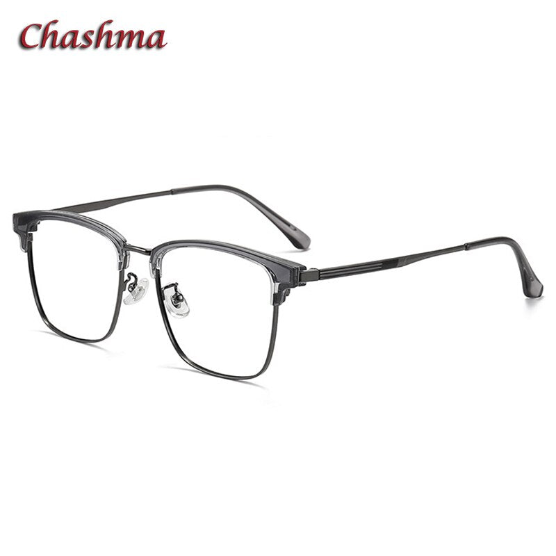 Chashma Unisex Semi Rim TR 90 Resin Stainless Steel Frame Eyeglasses 9603 Semi Rim Chashma Transparent Gray  
