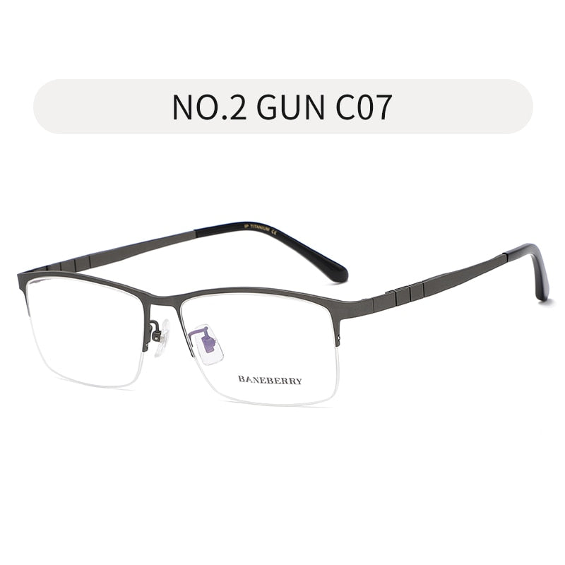 Reven Jate Unisex Semi Rim Rectangle Titanium Frame Eyeglasses 71111 Semi Rim Reven Jate grey