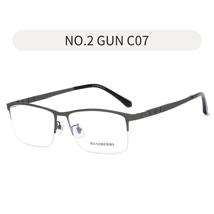 Reven Jate Unisex Semi Rim Rectangle Titanium Frame Eyeglasses 71111 Semi Rim Reven Jate grey