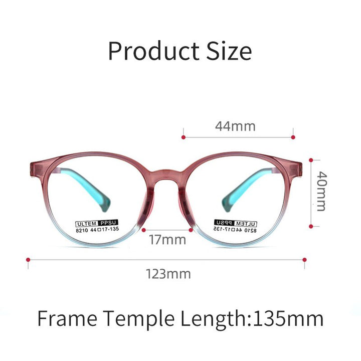 Yimaruili Children's Unisex Full Rim Round Ultem Eyeglasses 8210S Full Rim Yimaruili Eyeglasses