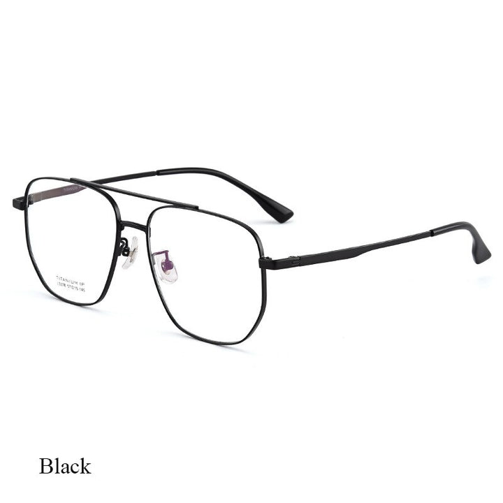 Bclear Unisex Full Rim Square Double Bridge Titanium Eyeglasses Lb5378 Full Rim Bclear Black