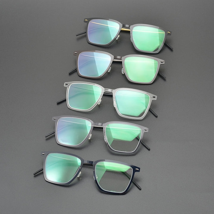 Gatenac Unisex Full Rim Square Acetate Titanium Eyeglasses Gxyj950 Full Rim Gatenac