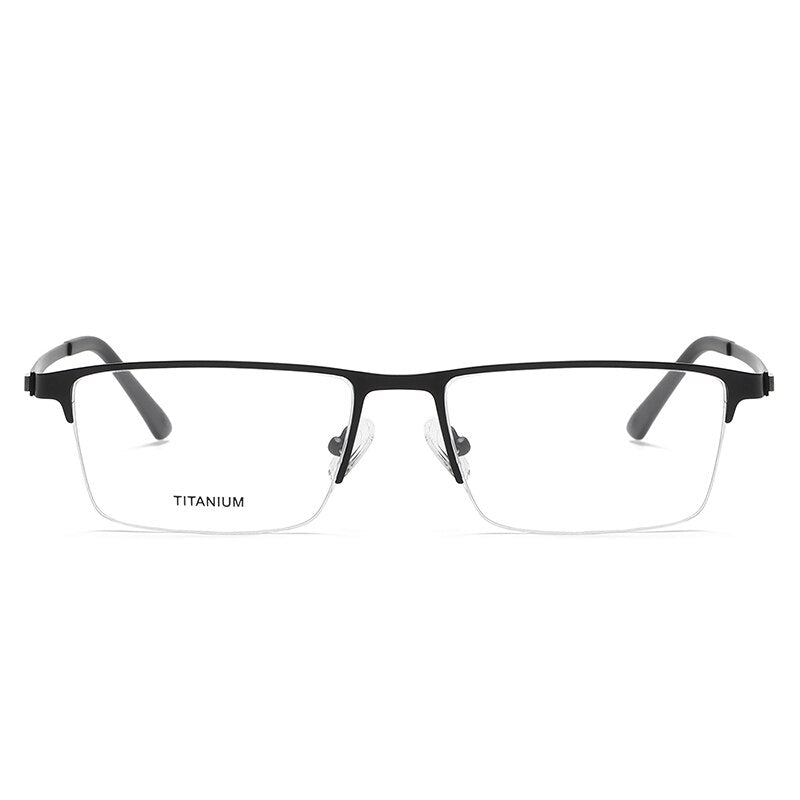 Zirosat Men's Semi Rim Square Titanium Eyeglasses P9867 Semi Rim Zirosat