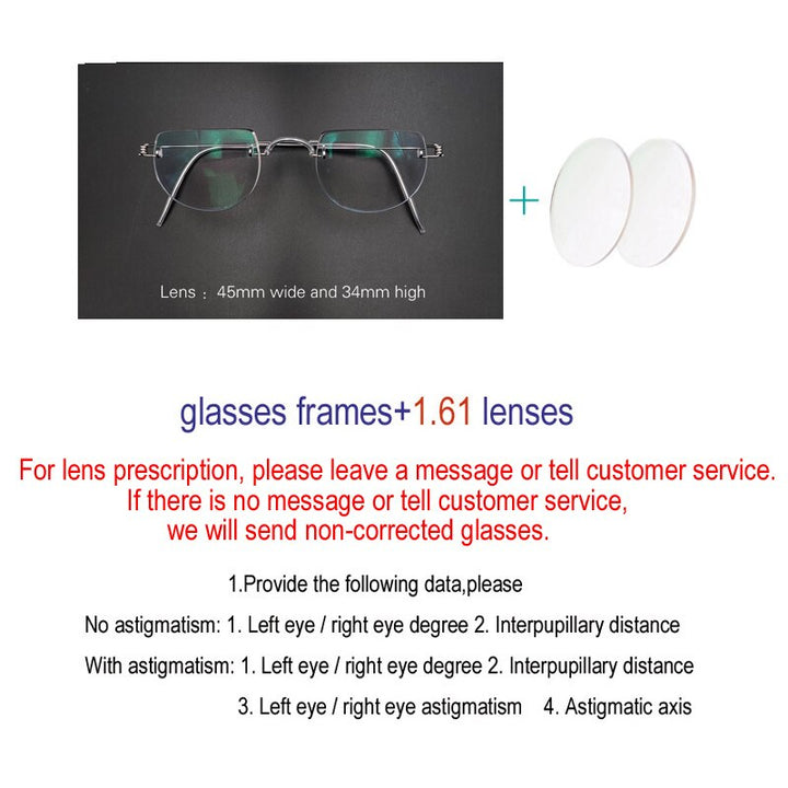 Yujo Unisex Semi Rim Round Stainless Steel Eyeglasses Y085 Semi Rim Yujo 1.61lens China
