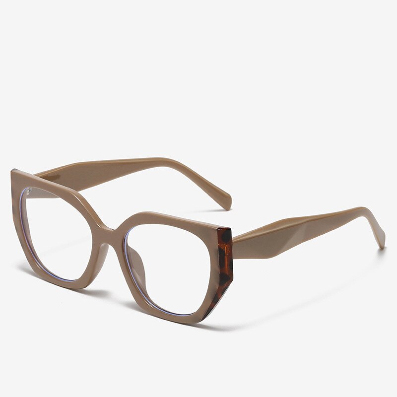 CCspace Unisex Full Rim Square Cat Eye Acetate Eyeglasses 55312 Full Rim CCspace China Khaki
