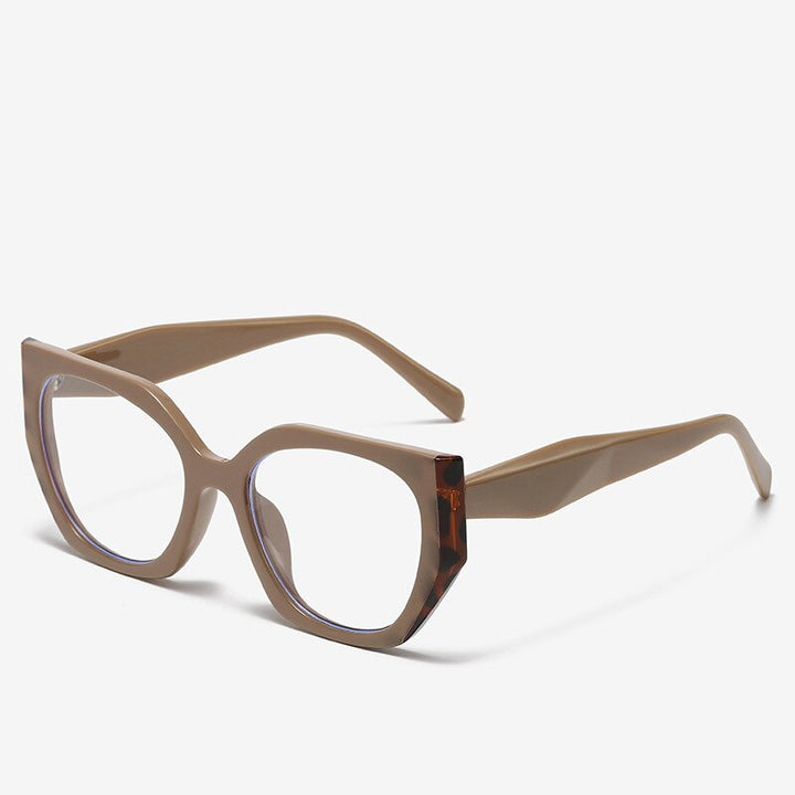 CCspace Unisex Full Rim Square Cat Eye Acetate Eyeglasses 55312 Full Rim CCspace China Khaki