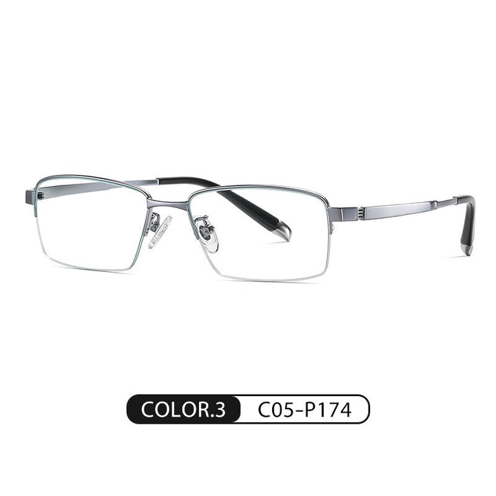 Handoer Men's Semi Rim Square Titanium Eyeglasses Pt907 Semi Rim Handoer C3