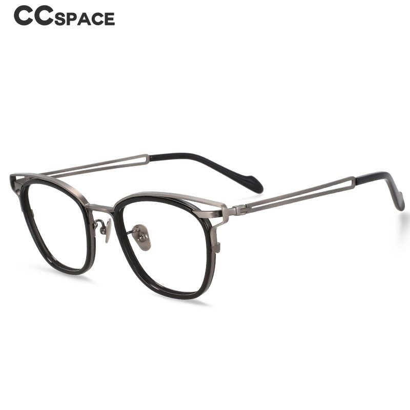 CCspace Unisex Full Rim Square Titanium Acetate Eyeglasses 55227 Full Rim CCspace
